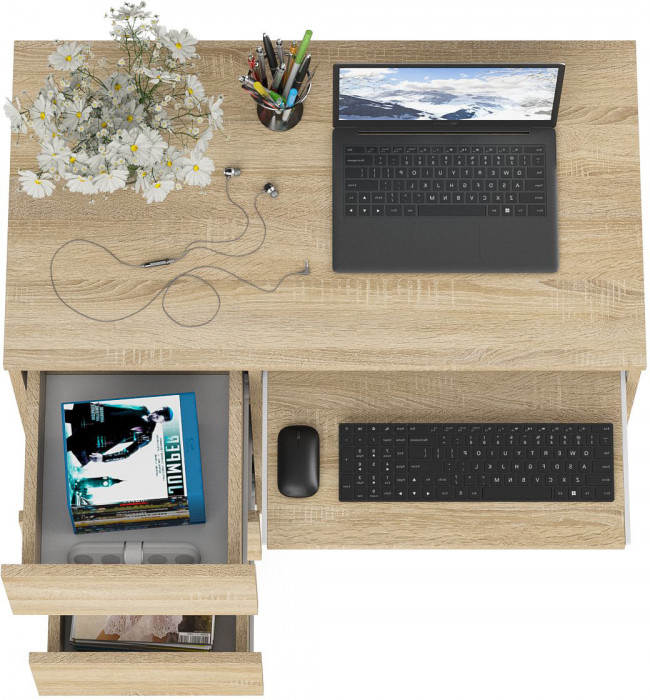 Мори компьютерный стол МС-6 левый, дуб сонома