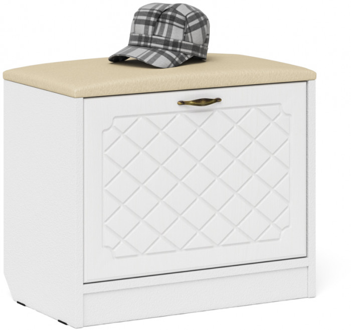 Прихожая П-6 Компоновка № 07, цвет белая шагрень/фасады МДФ белое дерево фрезеровка ромб, ШхГхВ 180х50х210 см., универсальная сборка