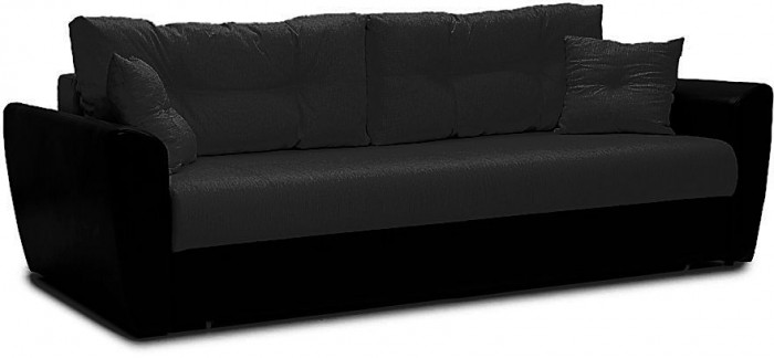 Диван-кровать Амстердам, 150х195, раскладной, еврокнижка, независимый пружинный блок, рогожка/экокожа, черный