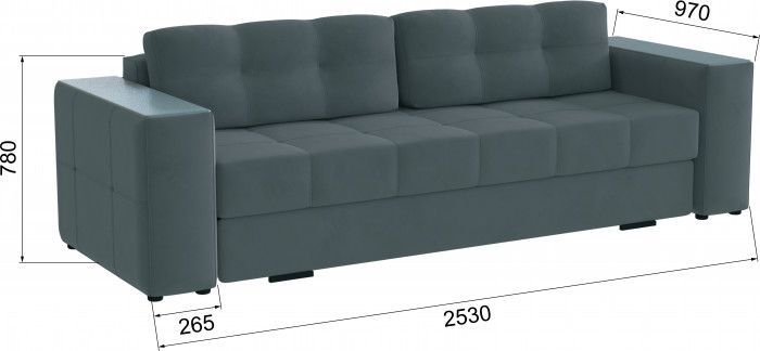 Диван раскладной Нави, серый/мдф бриз