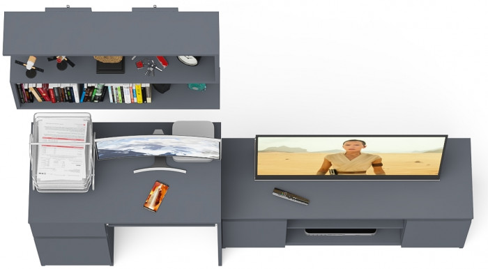 Мори компьютерный стол МС-1 левый + Тумба МТВ1200.1 + Полка 900, графит