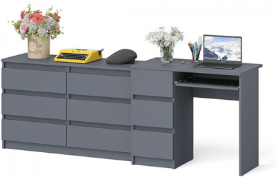 Мори компьютерный стол МС-6 левый + Комод МК1200.6, графит
