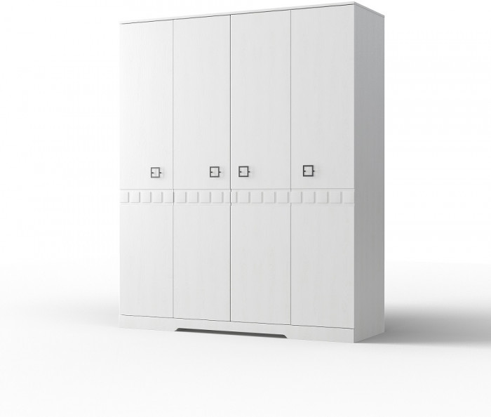Шкаф для одежды 4-х дверный "Римини" - Белый текстурный/Дуб полярный
