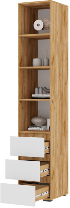 Хелен ПН 02 Пенал открытый (0,400х2,100х0,460) белый/дуб крафт золото