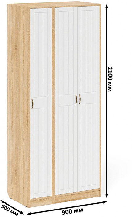 Прихожая П-6-500 Шкаф + Пенал, цвет дуб сонома/фасады МДФ белое дерево фрезеровка прованс, ШхГхВ 90х50х210 см., универсальная сборка