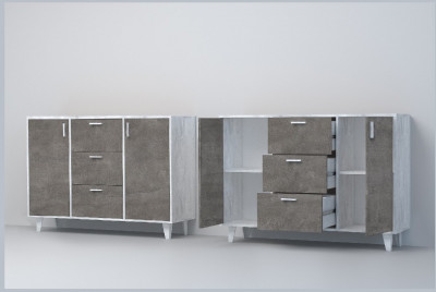 Эго Комод К-2 НГ (Камень Темный/Бетон Светлый)