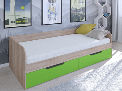 Кровать Астра одноярусная Сонома/Салатовый