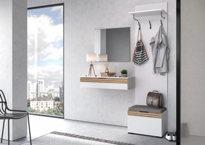 Прихожая Нао, набор №1, Белый/Белый, Вотан, Simple 27