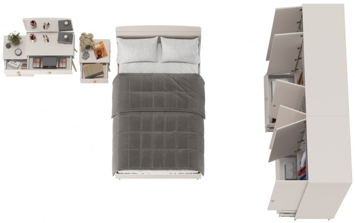 Афина Спальня 39-1200, цвет кашемир серый, сп.м. 1200х2000 мм., б/м, основание есть - фанера