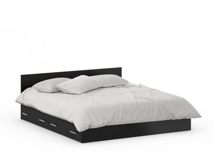 Кровать с ящиками 1800 + Пенал Стандарт, цвет венге, ШхГхВ 183,5х203,5х70 + 45х52х200 см., сп.м. 1800х2000 мм., без матраса, основание есть