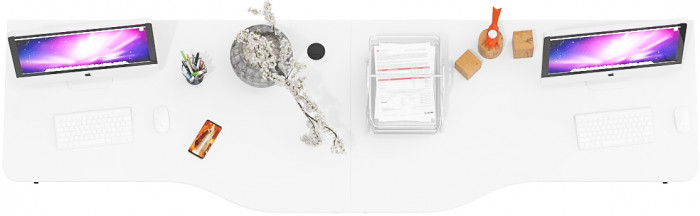 Два стола письменных С-МД-1-04, цвет венге/белый шагрень, ШхГхВ 260х75х74 см., универсальная сборка