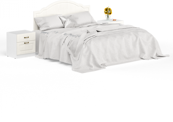 Ливерпуль Кровать 11.08 + основание + ножки + две Тумбы 08.146, цвет ясень ваниль/белый, ШхГхВ 266х204х112 см., сп. м. 1600х2000 мм, б/м, ортопед есть