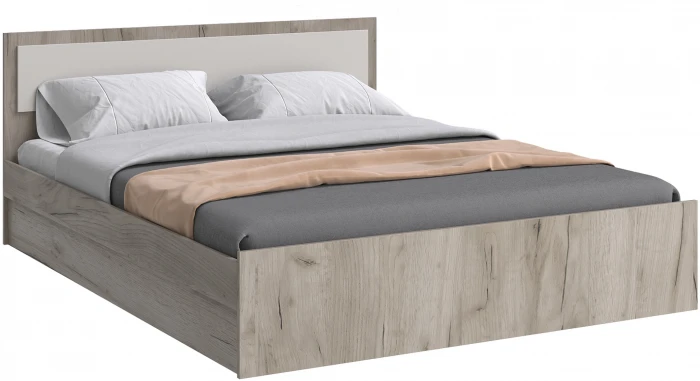 Кровать 1,4м с настилом ЛДСП Фиеста NEW, Дуб крафт серый/Кашемир
