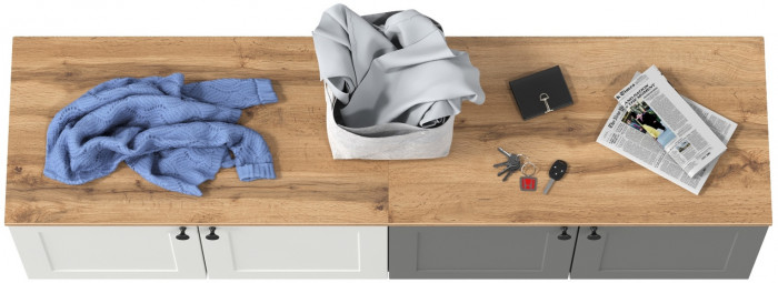 Остин 13.257 Тумба + 13.257 Тумба, белый шагрень/серый графит/дуб крафт золотой