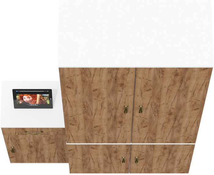 Лидер-8 Пенал МД 21Б + Пенал МД 21Б + Тумба МД 3.15, белый шагрень/крафт золото