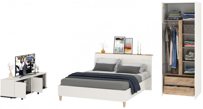 Муссон Спальня № 18, белый/дуб эндгрейн элегантный