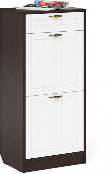 Прихожая П-6 Компоновка № 28, цвет венге/фасады МДФ белое дерево фрезеровка прованс, ШхГхВ 140х50х210 см., универсальная сборка