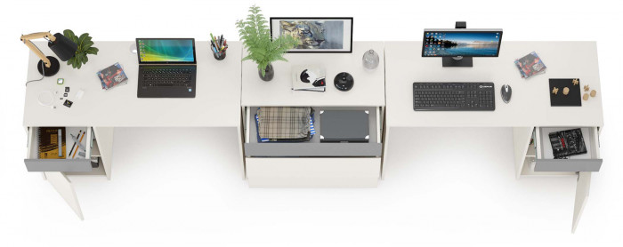 Торонто Компоновка № 09, цвет белый шагрень/стальной серый, ШхГхВ 320х53,1х75,3 см., универсальная сборка