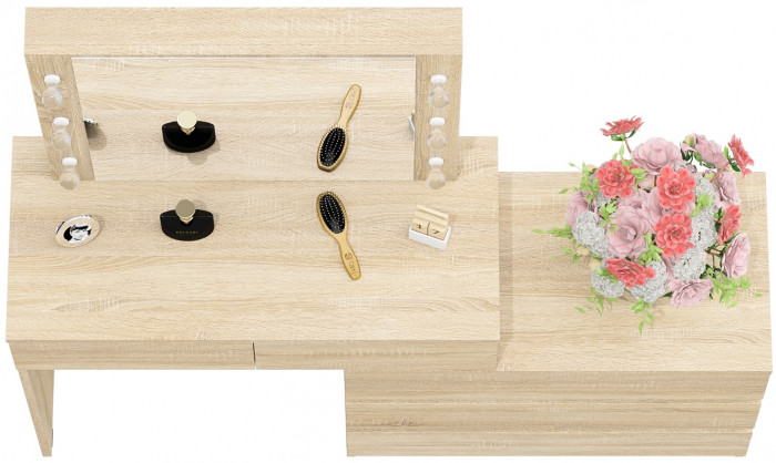 Стол косметический с подсветкой 110, дуб сонома