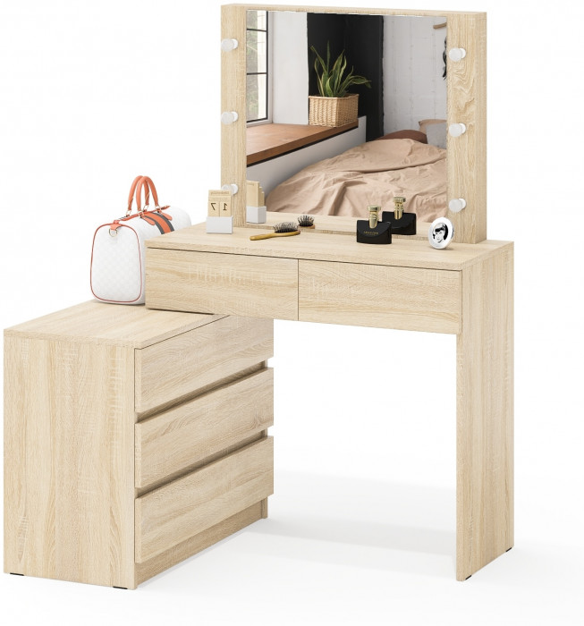 Стол косметический с подсветкой 110, дуб сонома