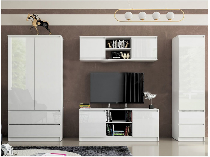 Модульная гостиная Челси (Белый глянец, Дуб Сонома)