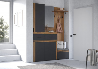 Прихожая Нао, набор №2, Дуб вотан/Графит, Вотан, Simple 27