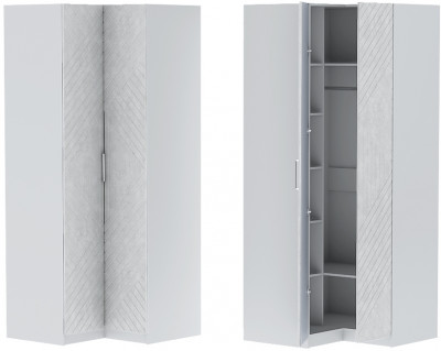 Шкаф угловой "Иннэс-7" - Белый/Бетон снежный