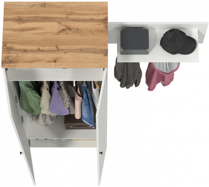 Остин Прихожая 08, цвет белый шагрень/дуб крафт золотой, ШхГхВ 159,7х54,3х229,6 см., универсальная сборка