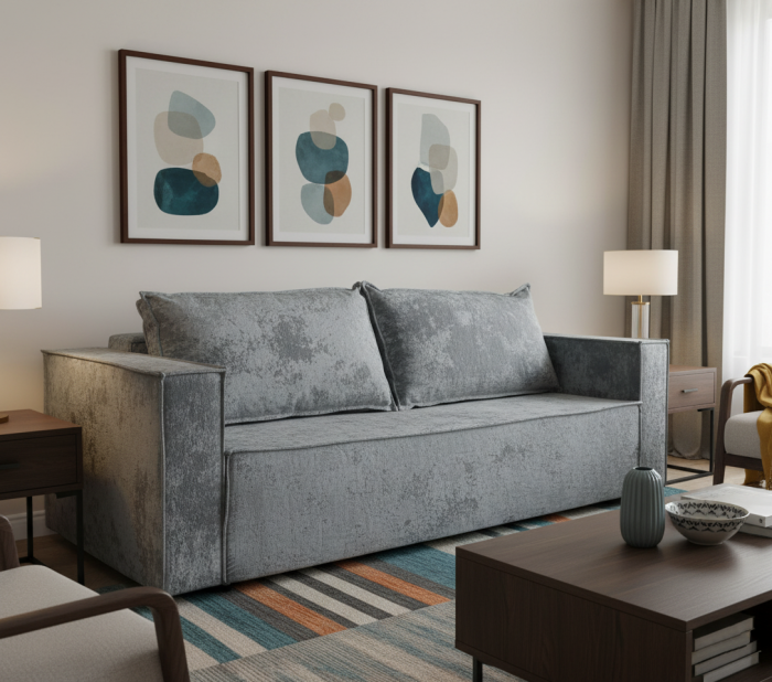 Диван-еврокнижка Лофт Люкс Плюш, 140х195, серый