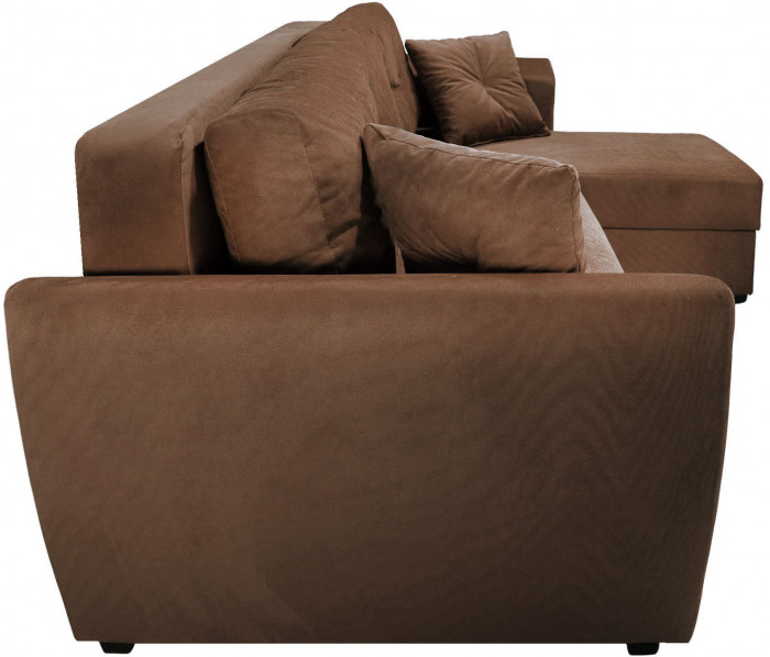 Диван-кровать угловой Амстердам Люкс, 150х200, еврокнижка, велюр, коричневый