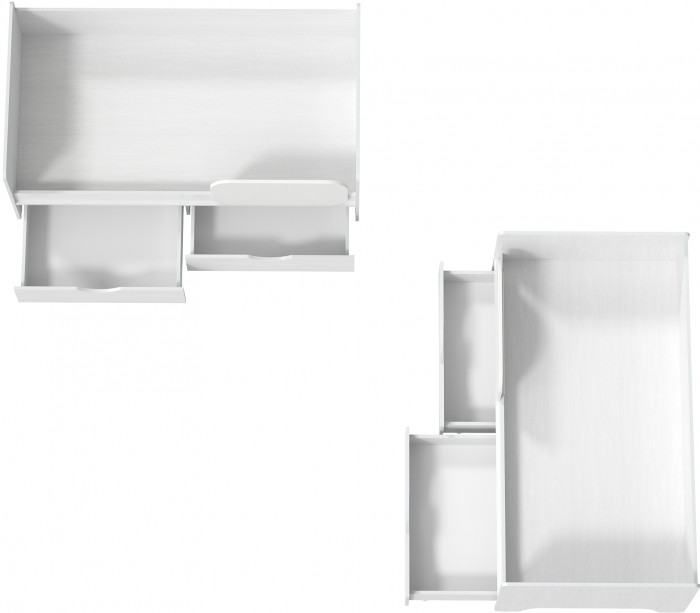 КР100 Уна 11.22 Две кровати с ящиками, цвет белый(структура Поры дерева), ШхГхВ 163,8х87,6х65,3 см., 2х800х1600 мм., б/м, осн. есть, съёмный бортик