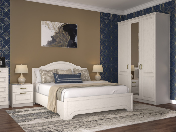 Ливерпуль Кровать 11.08 + основание + ножки, цвет ясень ваниль/белый, ШхГхВ 166х204х112 см., сп. м. 1600х2000 мм., б/м, ортопед есть