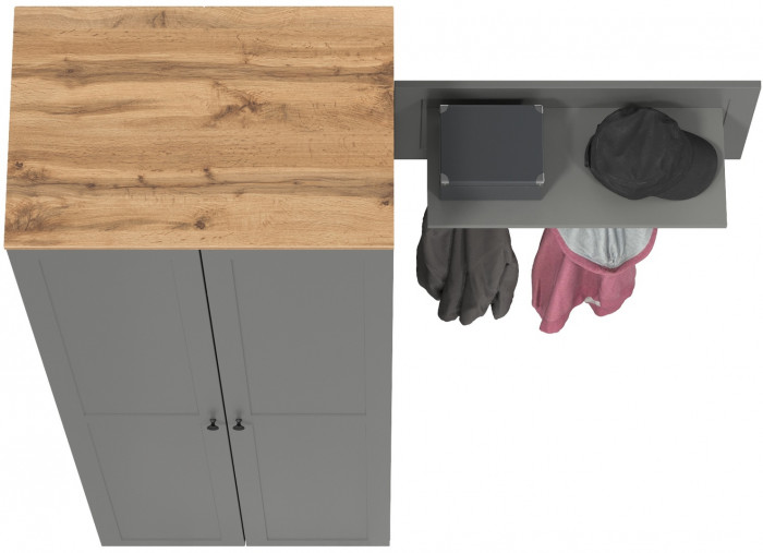 Остин Прихожая 08, цвет серый графит/дуб крафт золотой, ШхГхВ 159,7х54,3х229,6 см., универсальная сборка