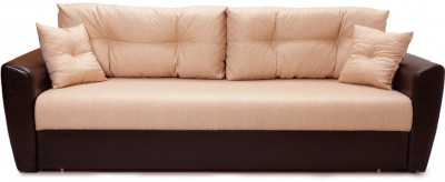 Диван-кровать Амстердам, 160х195, раскладной, еврокнижка, пружинный блок, рогожка/экокожа, коричнево бежевый