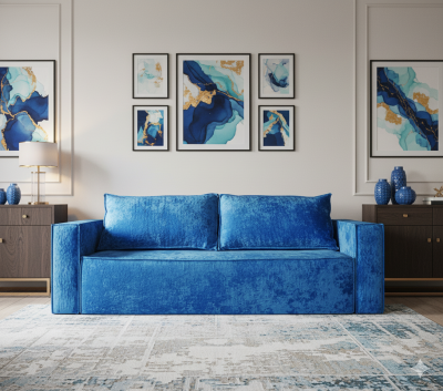 Диван-еврокнижка Лофт Люкс Плюш, 140х195, синий