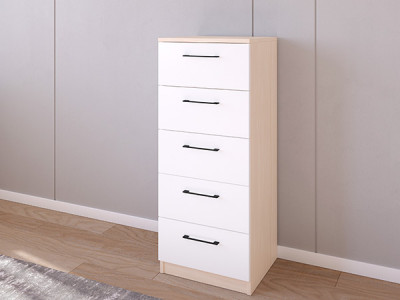 Комод 02/16 45х40х110 Дуб молочный/Белый