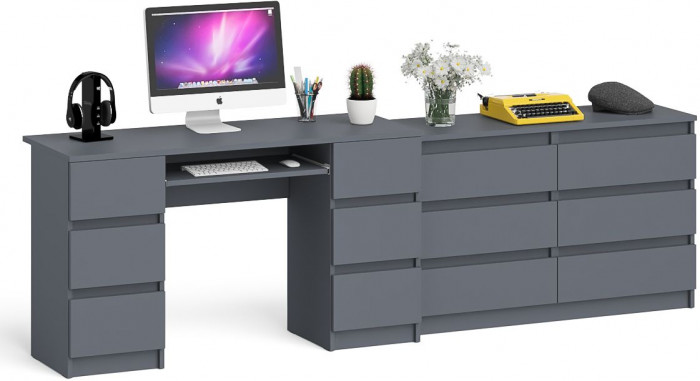 Мори компьютерный стол МС-2 + Комод МК1200.6, графит