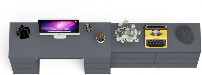 Мори компьютерный стол МС-2 + Комод МК1200.6, графит