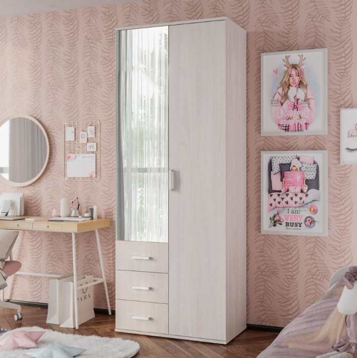 "Белла" шкаф 2-х створчатый (800х2120х470) венге/ясень белый