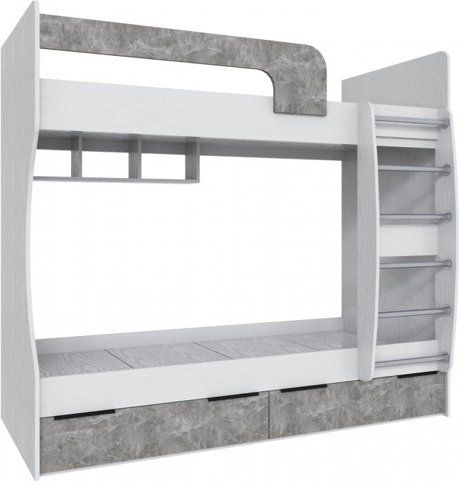 Кровать Мадрид (0,8) двухярусная, Белый/Ателье светлое
