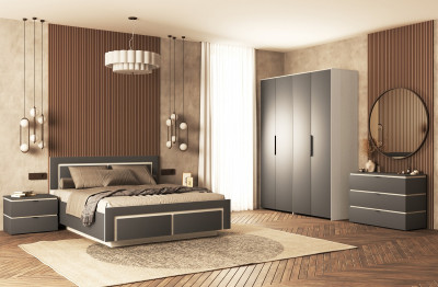 Модульная спальня "Ривьера" - Ясень снежный/Графит