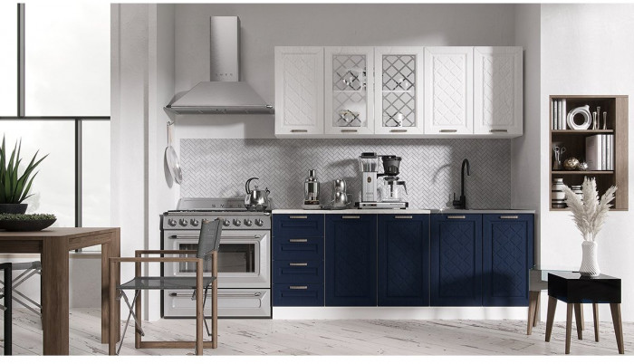 Кухня МДФ Агава 2000 (Акация белая / Мята, Белый)